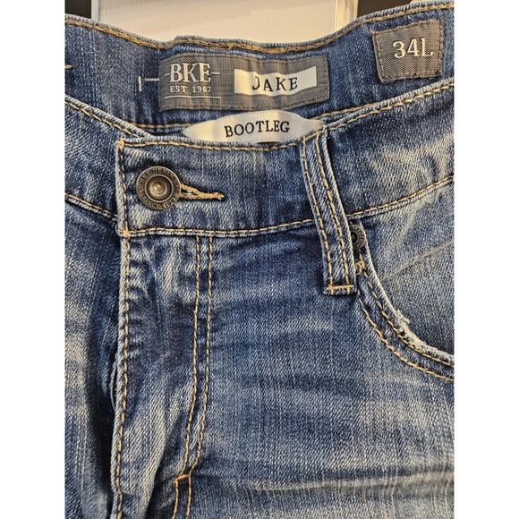 BKE Other - NEW with tag BKE Jake Bootleg Jeans Mens 34L Blue Distressed Denim Boot Cut